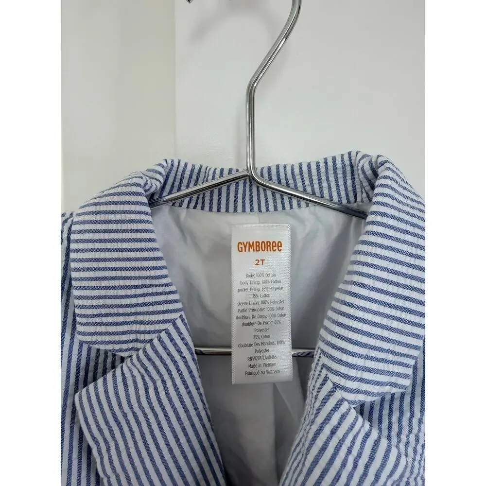 Gymboree Boys Seersucker Stripe Blazer Jacket blue white